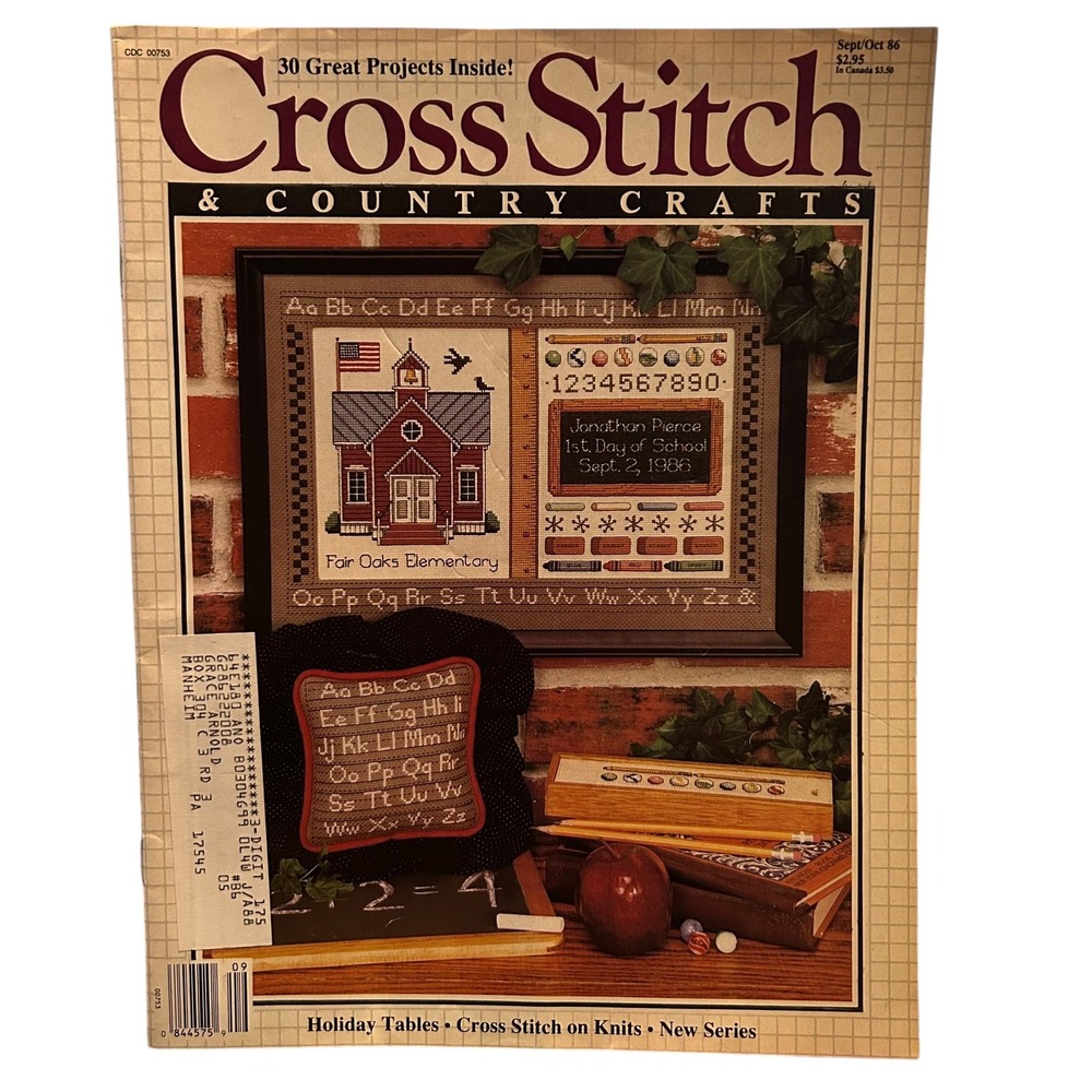 Vintage Cross Stitch & Country Crafts Magazine Sept Oct 1986 30 Great Projects